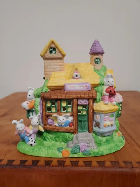 Cottontale Cottages Toy Shop House Porcelain Easter Bunny Spring Village W Box
