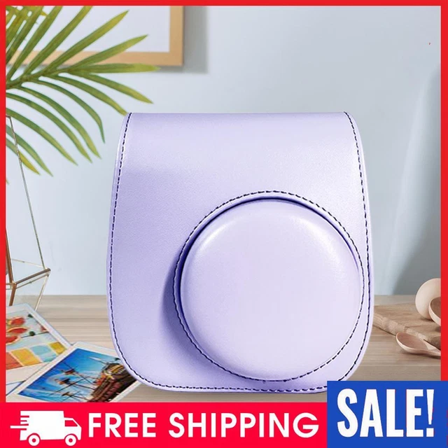 Instant Camera Bags PU Leather for Fujifilm Instax Mini 12/11/9/8 (Purple)