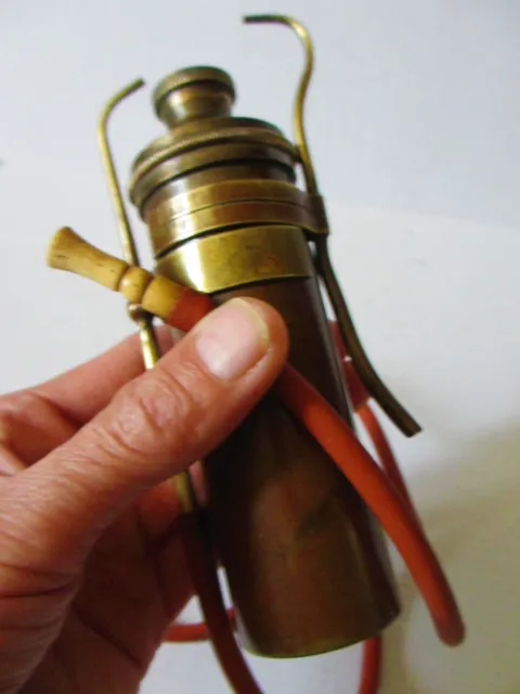 Antique Complete Solid Brass Jewellers Mouth Blown Spirit Blowtorch - Working