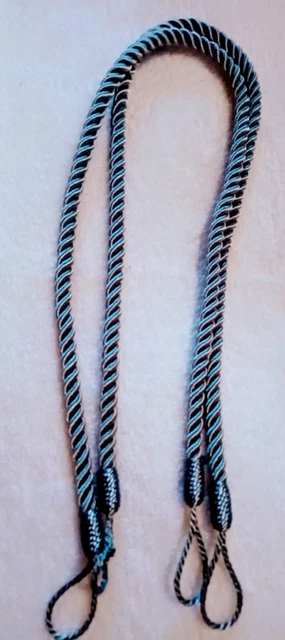 2 Curtain TIEBACKS Robin's Egg Blue 21"L Braided Rope, Thin (Lightweight?Sheer)⛲