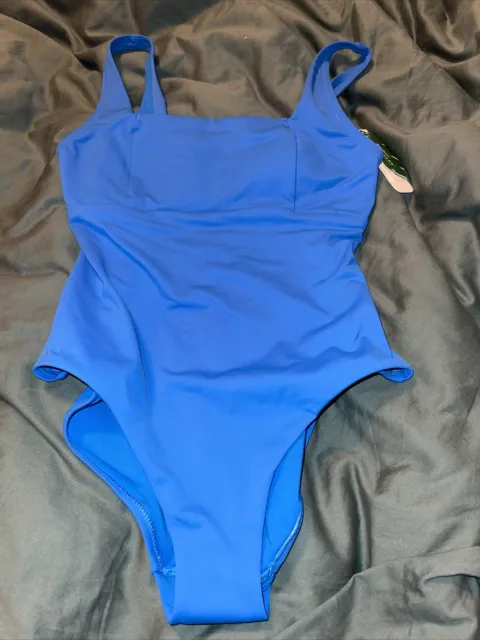 NWT Tommy Bahama Palm Modern Square Neck One Piece Swimsuit Cerulean Size 4