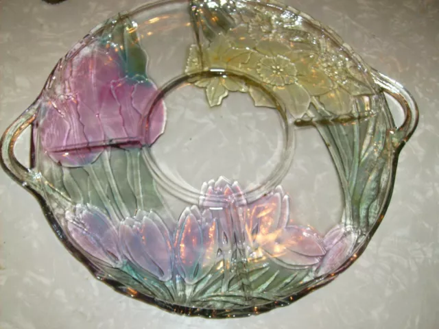 multi colored crystal serving tray
