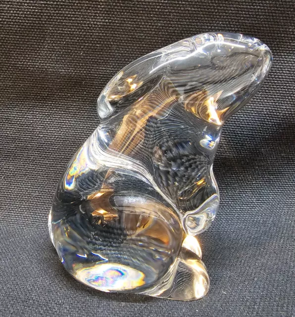 Vintage Signed Baccarat France Crystal Rabbit Sitting Sculpture ~ 3 1/8" H