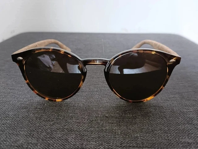 Lunettes De Soleil Style Rétro GL BOUTIK Monture Noire Et Branches Liège