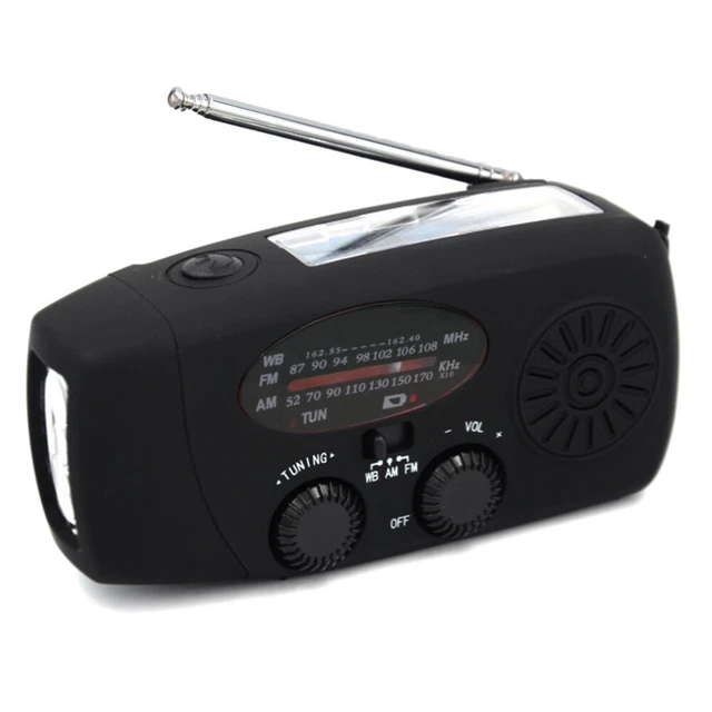 2000 mAh manovella wireless portatile multifunzione ricarica solare USB FM AM WB
