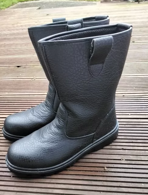 Grafters Black Steel Toe Safety Rigger Boots UK 11 Oil Resistant. Pull On.
