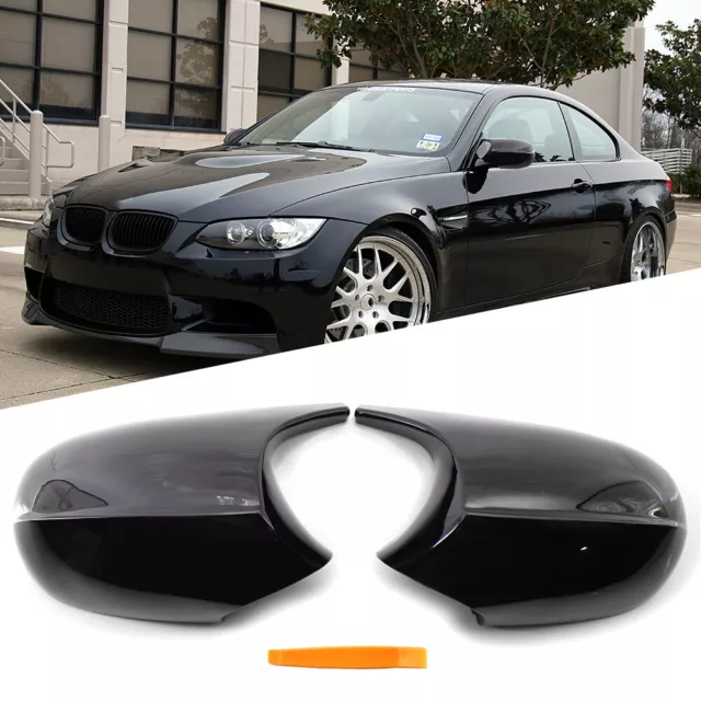 Pair of Style Gloss Black Rearview Side Mirror Caps For BMW E90 E92 E93 LCI 3