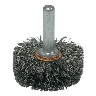 Stem-Mounted Wide Conflex Brush, 1 1/2 in D X 1/2 W, .0118 Steel, 20,000 Rpm