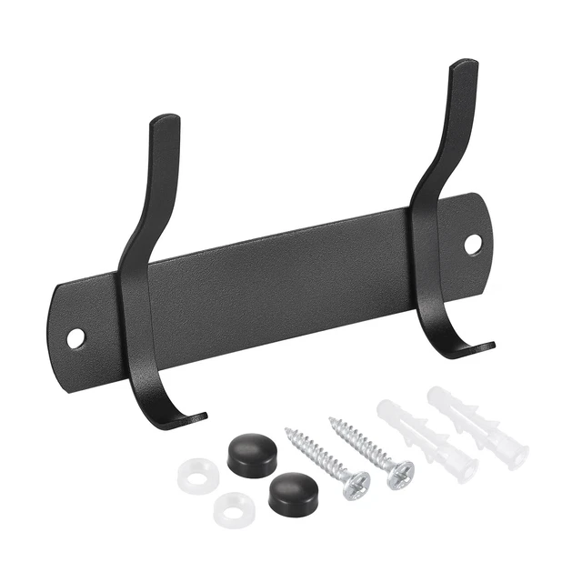 Coat Hook Rack Wall Mounted with 2 Hooks Hook Rail Wall Hangers Black