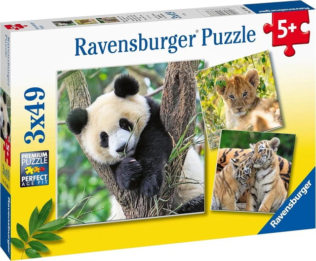 RAVENSBURGER WILDLIFE 3X 49 Piece Jigsaw Puzzles for Kids Age 5 Years ...