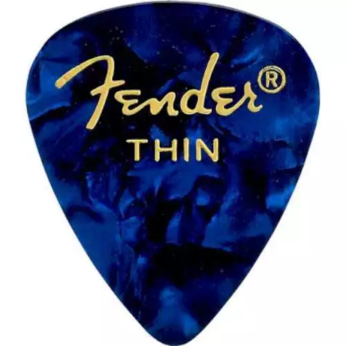 Genuine Fender 351 Premium Picks Blue Moto Thin 12-pack 198-0351-702