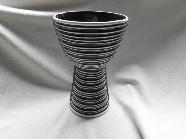 Sylvac Black & White Rib Striped Vase Model Number 2616