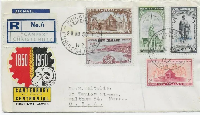 Registered Canpex Christchurch 1950, Canterbury to USA