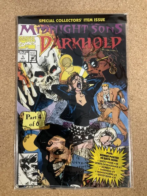Darkhold #1 Rise of the Midnight Sons pt 4 Marvel 1992Ghost Rider W/Poster MCU