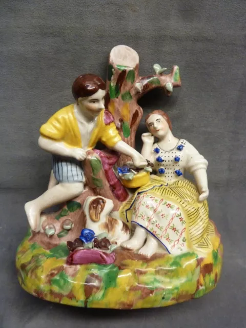 Lovely Staffordshire Flatback Stoneware Victorian Ornament Romantic  Man Lady