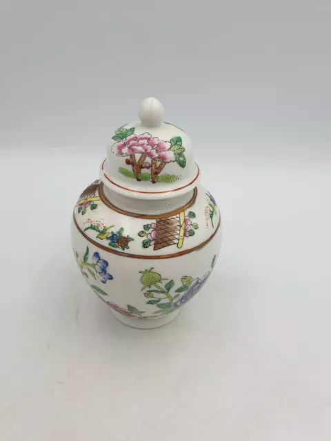 Pot De Gingembre En Porcelaine Chinoise Vintage Fleurs Pivoine Colorées À La Main Finale Ronde
