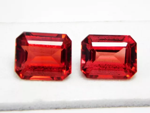 Certified 9.20 Ct Natural Mexican Red/Orange Fire Opal emerald Loose Gems Pair