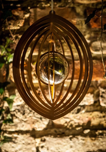 Windspiel Edelrost Mit 2 Katzen | 3D Metall Deko 24cm Für Garten & Balkon - Geschenk Für Katzenliebhaber