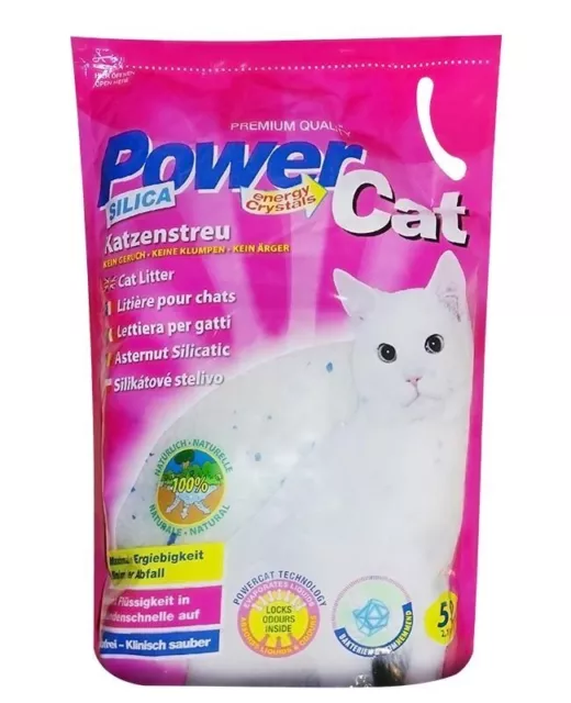 12 x 5 l = 60L PowerCat Magic Silikat Katzenstreu Power Cat Streu-Forever Clean 2