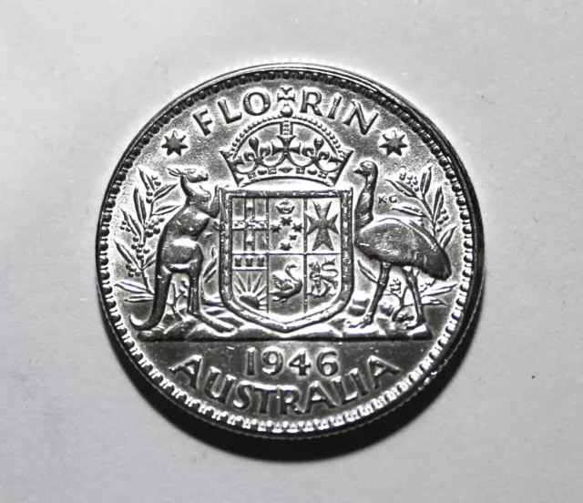 1946 Australian Silver Florin - 50% Silver Coin #S1