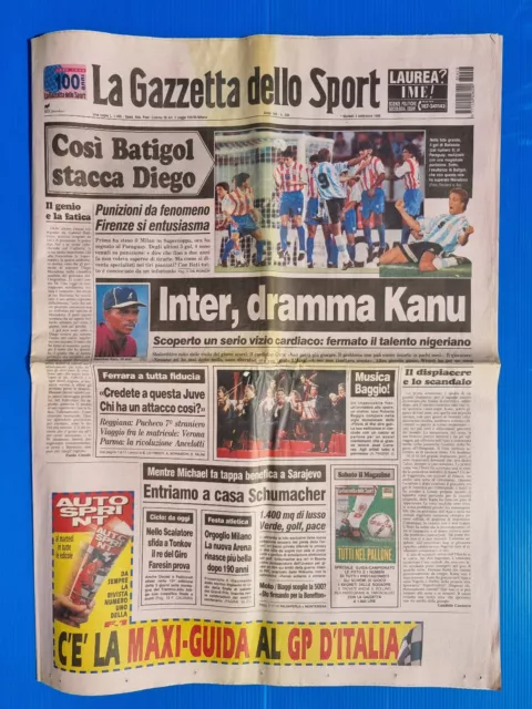 Zeitschrift Dello Sport 3 September 1996 Batistuta-Inter-Kanu-Schumacher-Baggio