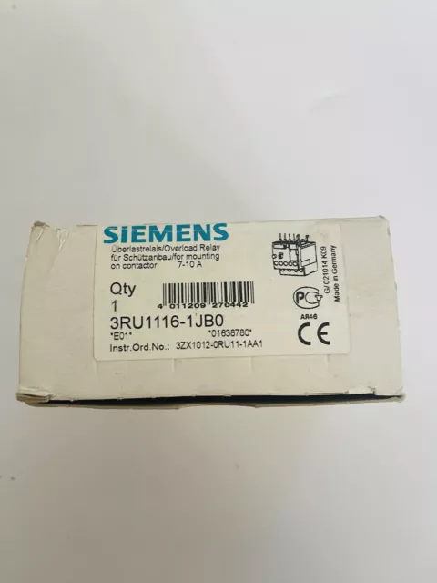 Siemens Sirius Overload Relay 3Ru1116-1Jb0 7-10A 600Vac #K-1189