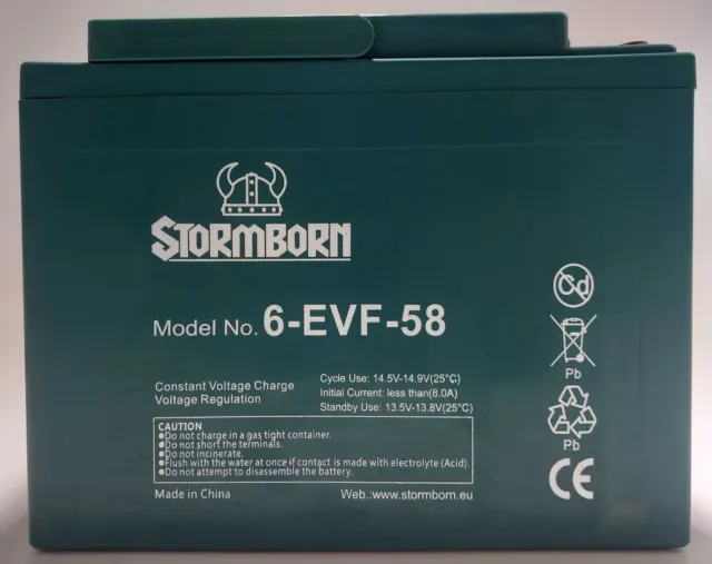 STORMBORN Kabinenroller Batteriesatz 60V58ah - 5 Stück zu 12V - 6-EVF-58