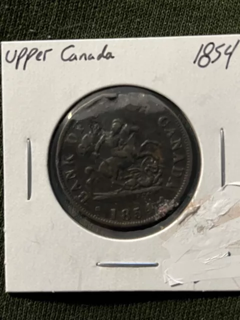 Bank Of Upper Canada 1854 One Penny Dragonslayer Token, Nice Grade (Y151)