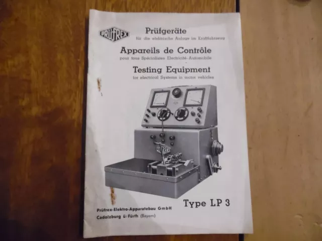 Catalogue PRUFREX – Appareils de contrôle pour spécialistes Electricité automobi