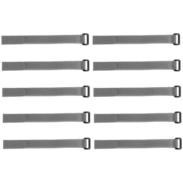 10Pcs Crochet Boucle 3/4 x 14 Pouces Sangles Fixation Réutilisable Câble Gris