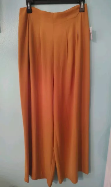 NWT Forever 21 Mustard Yellow High Rise Wide Leg Palazzo Pants New Dress Size L