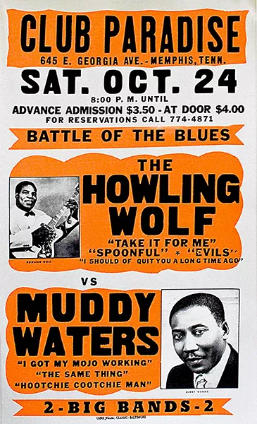 The Howling Wolf vs Muddy Waters - Club Paradise - 1964 - Concert Poster