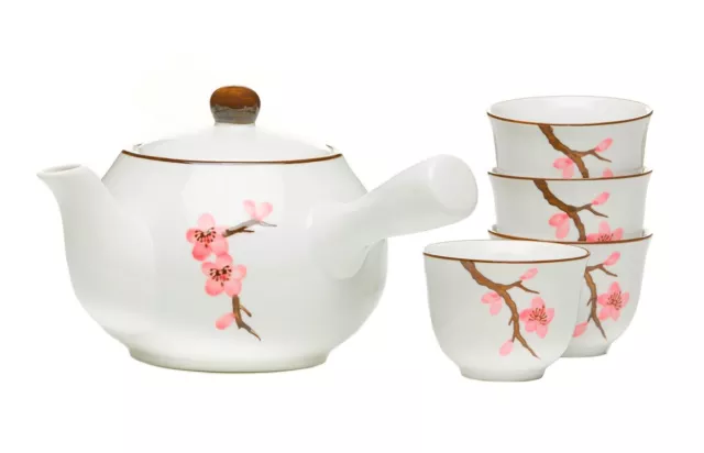 Teeset 5 Piezas Té Servicio Japonés Tetera Kyusu Taza de Té Sakura Cerámica