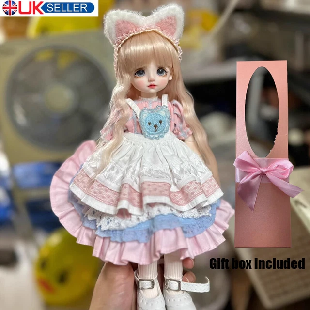 1/6 Pretty Girl BJD Doll Full Set Ball Jointed Kids Eyes Dress Makeup Toys Xmas