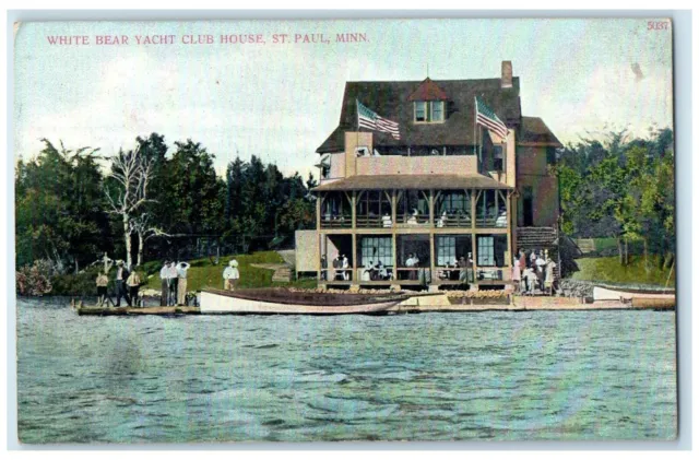 c1910's White Bear Yacht Club House St. Paul Minnesota MN Antique Postcard