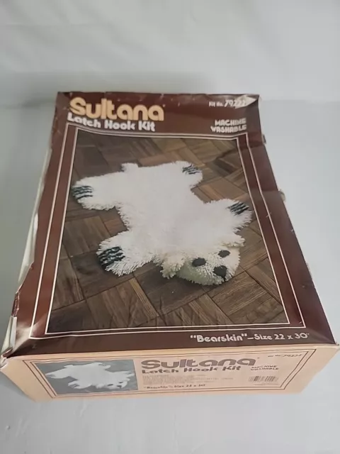 Vintage 1994 New Sealed Sultana Latch Hook Kit Bear Skin  #79222 22"x30"