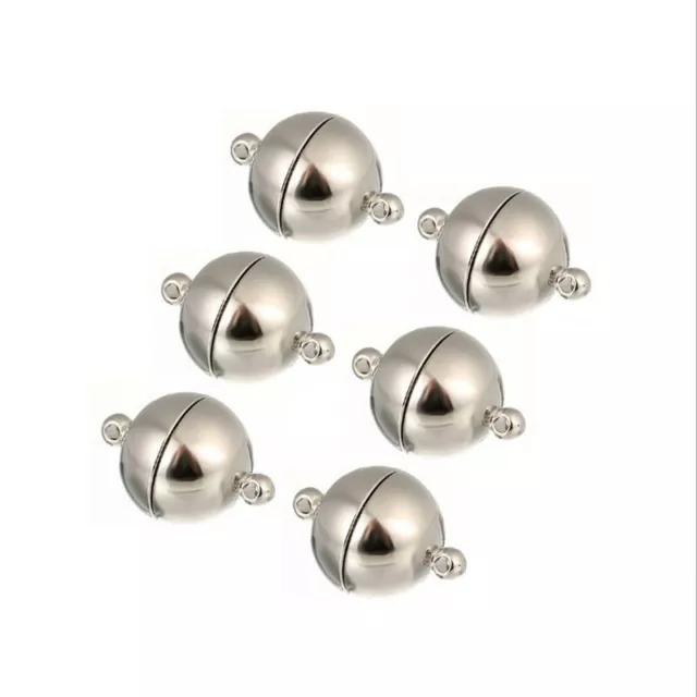 5pcs Quality Round Magnetic Clasps Silver Plated Jewellery Findings 6mm 8mm 10mm