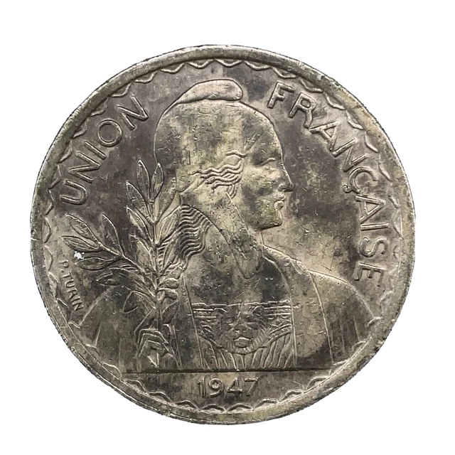 France Indo-China 1947 One Piastre Copper-Nickel 18g 35mm Coin KM 32.1