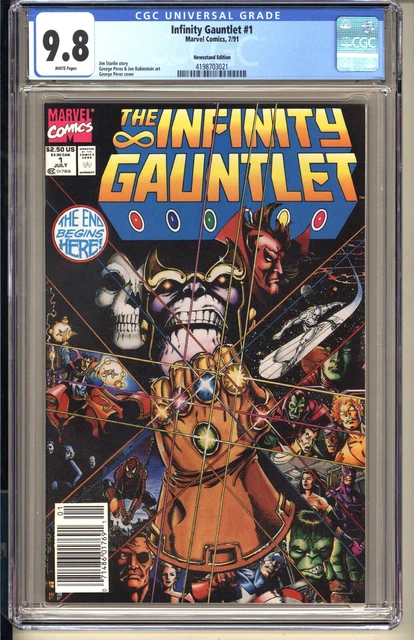 Infinity Gauntlet #1  "Newsstand" CGC 9.8 WP NM/MT  Marvel Comics 1991 Thanos
