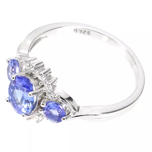 Non Chauffé Ovale Tanzanite Bleue 7x5mm Simulé Zircone 925 Bague en Argent 3