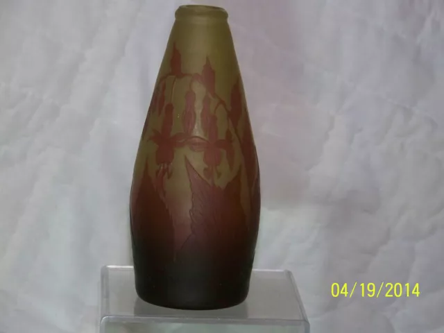 Antique "Authentic" Raspiller c1900 French Cameo Art Glass Signed Vase
