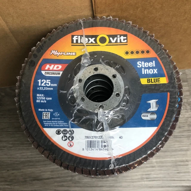 10X FLEXOVIT #40 GRIT 5” / 125mm HD ZIRCONIA MEGA-LINE BLUE FLAP DISC ...