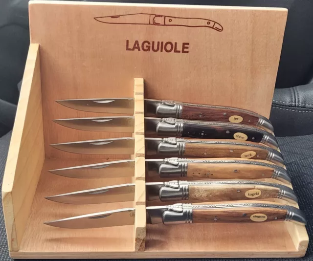 Ensemble de 6 Couteaux pliants Laguiole (essences de bois assorties) - Neuf