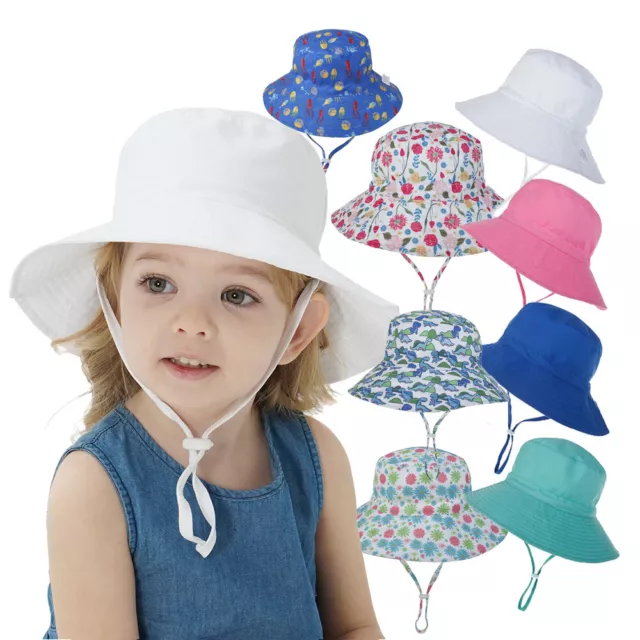 Bucket Hat Kids Boy & Girl Adjustable, Baby & Toddler for Summer, Sun safe SPF50