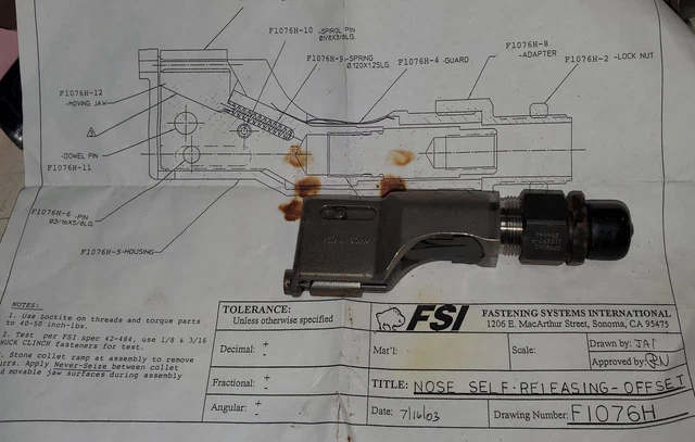 NOS 5130-01-657-7988 FSI F1076H I/C H781A-456 Huck Cherrymax Offset Rivet Pul... NOS 5130-01-657-7988 FSI F1076H I/C H781A-456 Huck Cherrymax Offset Rivet Pul...