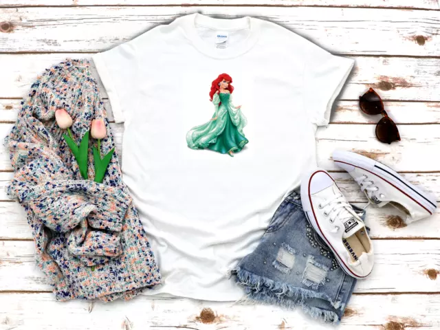 Ariel Disney Princess White Women's 3/4 Short Sleeve T-Shirt R103