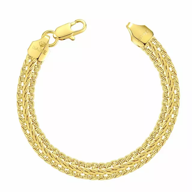 Bracelet pour Femme Designerarmband 7 MM 24 Carat Plaqué Or DJADEE B6050D