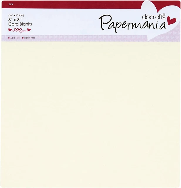 Papermania 8 x 8 Zoll 300 GSM quadratische Karten und Umschläge, 6er-Pack, cremefarben