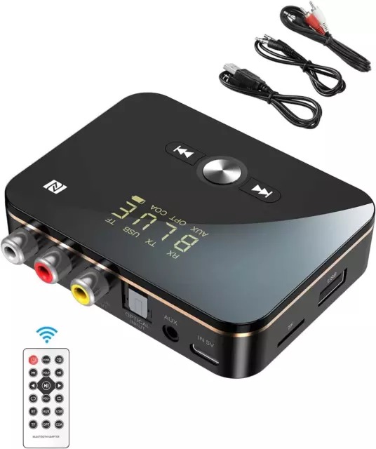 Anyzoo Trasmettitore Ricevitore Bluetooth 5.0, 2 in 1 NFC Adattatore RCA & 3.5Mm