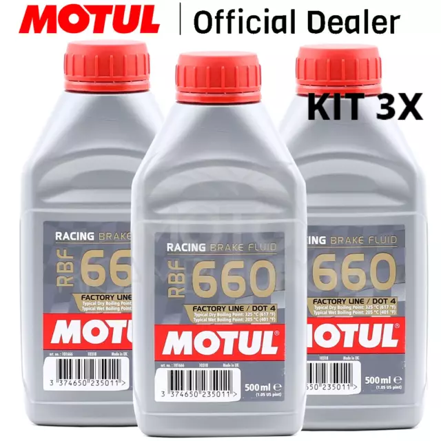 3 Flaconi Motul RBF 660 Olio Liquido freni Racing moto DOT 4 ml 100% sintetico